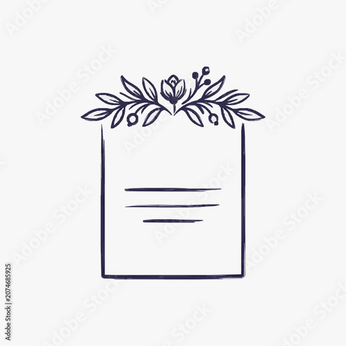 Minimalist line art drawing of a blooming flower in a vase.