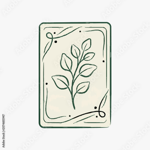 Minimalist line art drawing of a blooming plant in a pot.