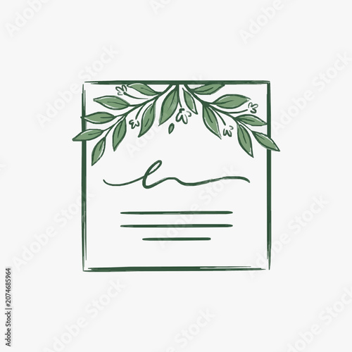 Minimalist line art eucalyptus leaves illustration.