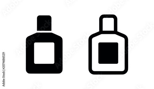 Tableau sur toile Small bottle icon set, perfume, essential oil, or cosmetic product container sym