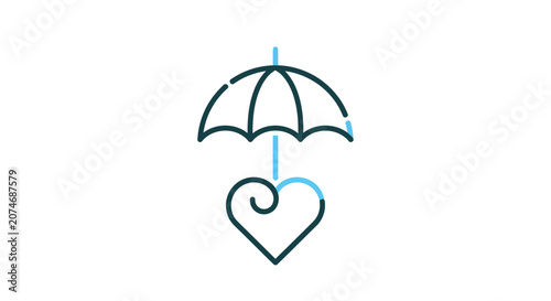 Protecting Love Beneath A Shelter: Vector Illustration Of Heart Under Umbrella Design