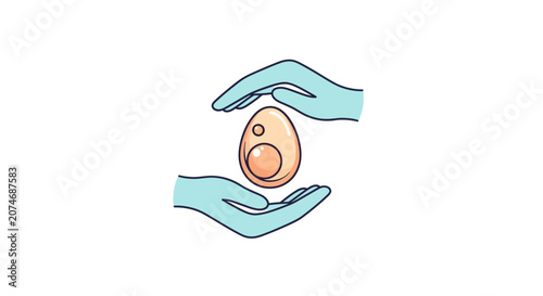 Protecting New Life: Hands Cradling Egg Illustration, Concept Of New Beginnings