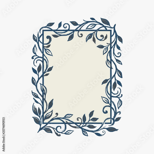 Ornate Floral Border Design with Leaves and Swirls.