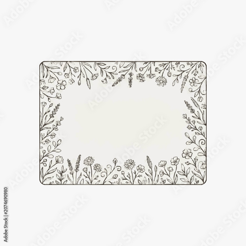 Rectangular placemat with delicate floral border design.