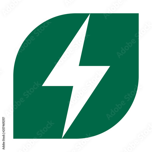 Corner Circle Lightning Bolt Green Leaf