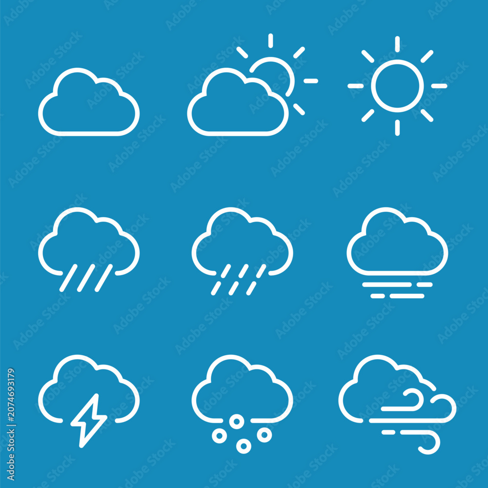 Obraz premium Weather icons outline collection vector