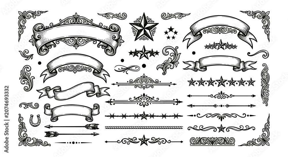 Fototapeta premium banner of western element