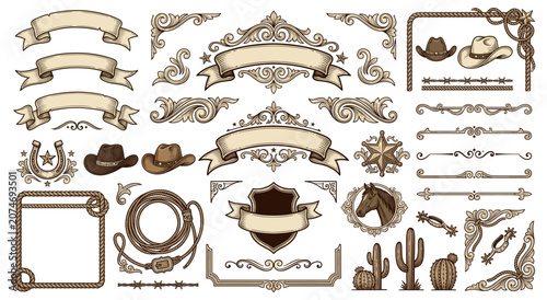 western themed banner elements