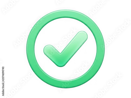 Green checkmark icon with white tick symbol isolated on transparent background