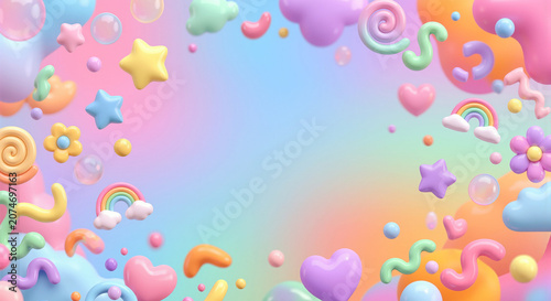 原宿　ポップ　カラフルでエネルギッシュな抽象的背景デザイン　Harajuku Pop Colorful and Energetic Abstract Background Design