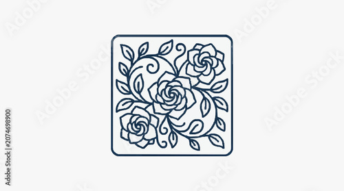 Intricate black and white floral monogram design illustration.