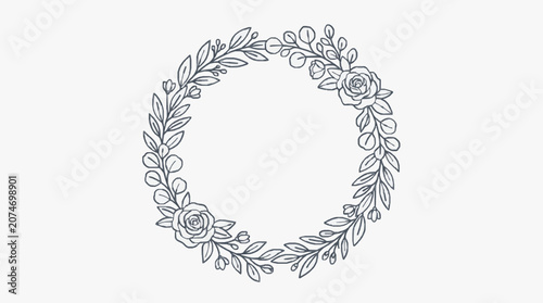 Intricate black and white floral line art illustration.