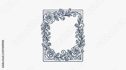 Intricate black and white floral ornate frame design.