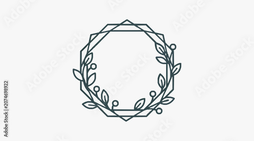 Intricate black and white floral wreath design.