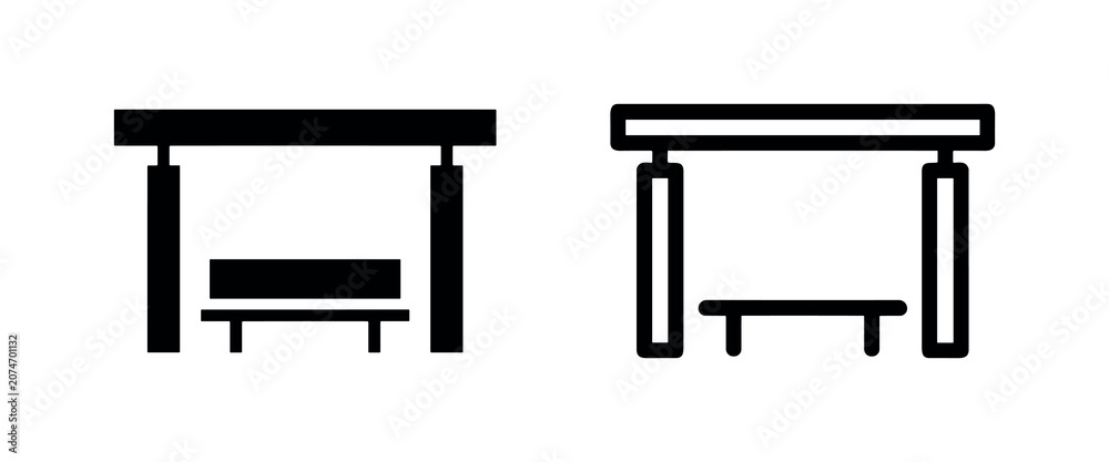 Fototapeta premium Bus Stop Icon - Black and White Icons