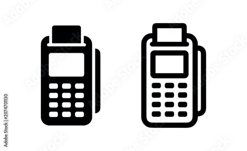 Cuadro en lienzo POS Terminal Icon Set, Payment Device, Solid and Outline