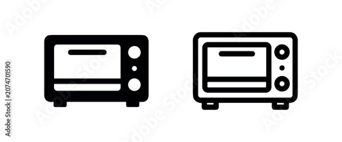 Tableau sur toile Microwave oven kitchen appliance icon set