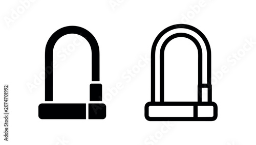 Bild auf Leinwand Bicycle U-lock icon set