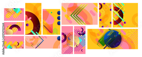 Set geometric colors fluid shapes eps 10. Flowing and liquid abstract gradient background for banner, poster or book. Vector design