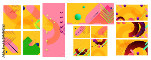 Set geometric colors fluid shapes eps 10. Flowing and liquid abstract gradient background for banner, poster or book. Vector design