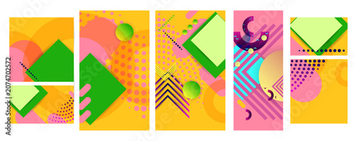 Set geometric colors fluid shapes eps 10. Flowing and liquid abstract gradient background for banner, poster or book. Vector design