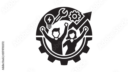Business partnership teamwork in black and white minimalist style for corporate branding