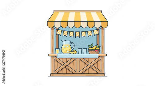 Photos Refreshing Lemonade Stand with Fruit and Glasses.