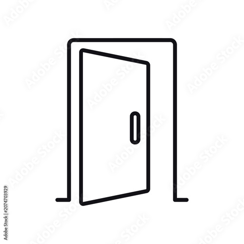 Simple line art of an open door with a handle