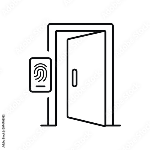 Biometric fingerprint scan unlocking a secure door with smartphone