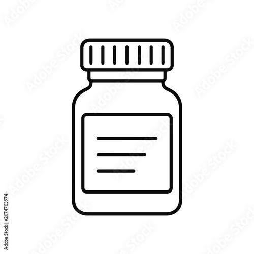 Black line icon of a medicine bottle
