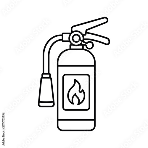 Vector illustration of a fire extinguisher with flame symbol
