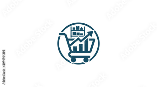 Принти на полотні Shopping cart with graph icon.