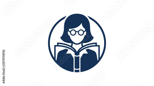 Canvas Print Woman Reading Book with Glasses On.