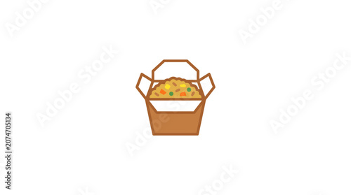 Fotografie Brown basket filled with colorful food.