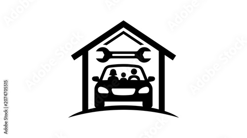 Black car service garage logo icon.