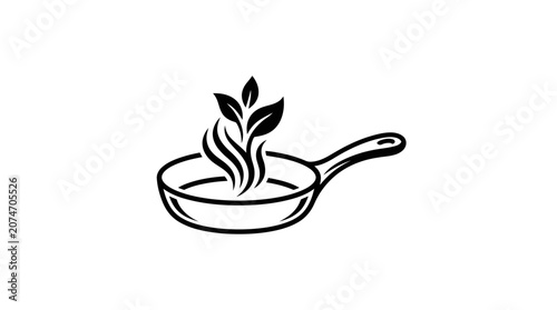 Pan with steaming herbs inside.