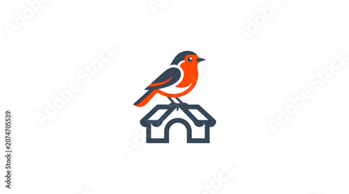 Colorful Bird Perched on Roof.