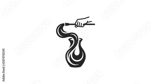 Tablou pe pânză Hand holding burning fire poker stick.