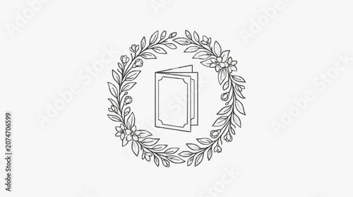 Intricate floral frame around a blank picture frame.