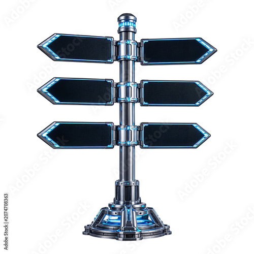 Futuristic 3D Sci-Fi Symmetry Directional Signpost
