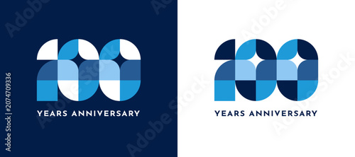 Foto Modern Blue Geometric 100 Years Anniversary Logo Vector Illustration