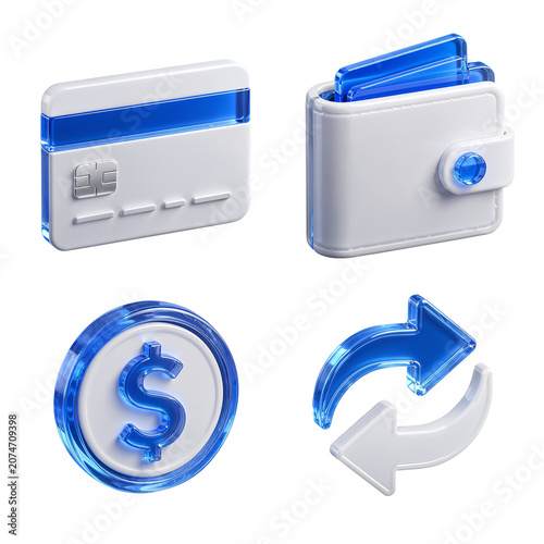 3D Finance and Online Payment Icon Set
