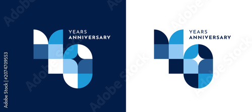 Modern Blue Geometric 40 Years Anniversary Logo Vector Illustration