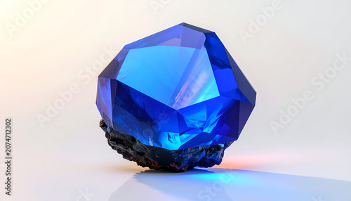 Stunning Blue Crystal Formation with Light Refractions.