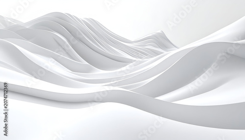 Abstract White Flowing Fabric Waves Gentle Landscape.