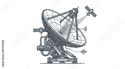 Canvastavla Satellite dish antenna receiving signal from orbiting satellite.