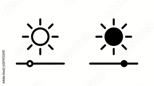 Photos Brightness adjustment slider with sun icon on isolated white background