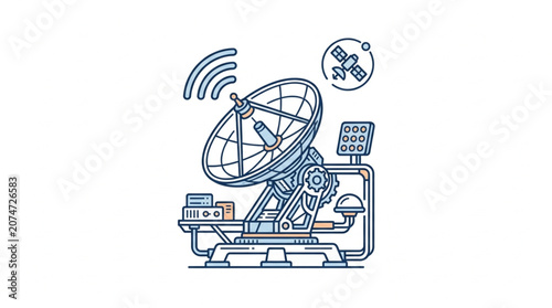Foto Satellite Dish Antenna and Space Station Illustration.