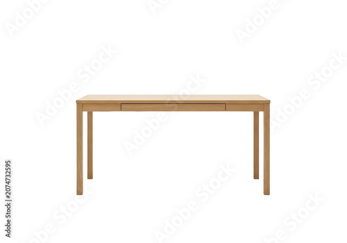 Simple wooden writing desk with single drawer.