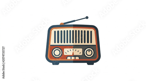 Fotografie Vintage portable radio with antenna and knobs.